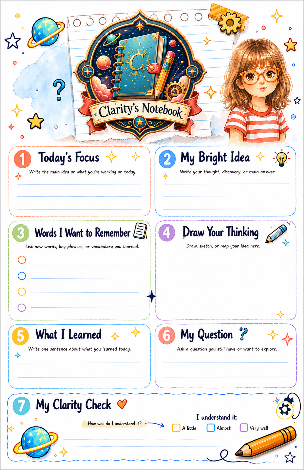 Clarity Notebook printable